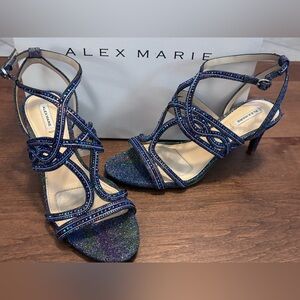 Alex Marie Glittering Blue Strappy Heels